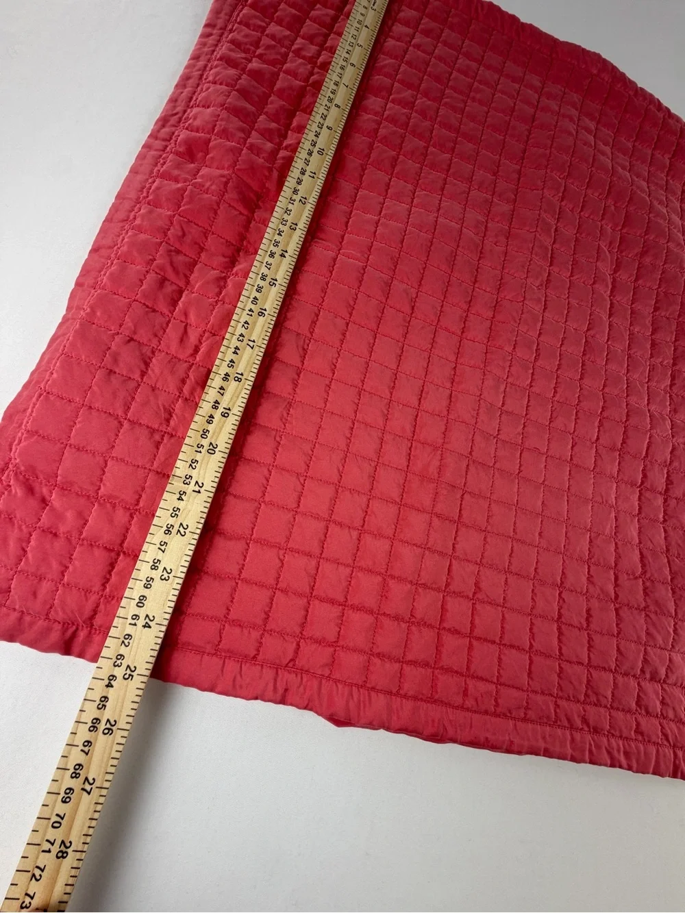 2 - Pair Ann Gish Quilted Euro Pillow Shams in Coral Pink 100% Washable Silk